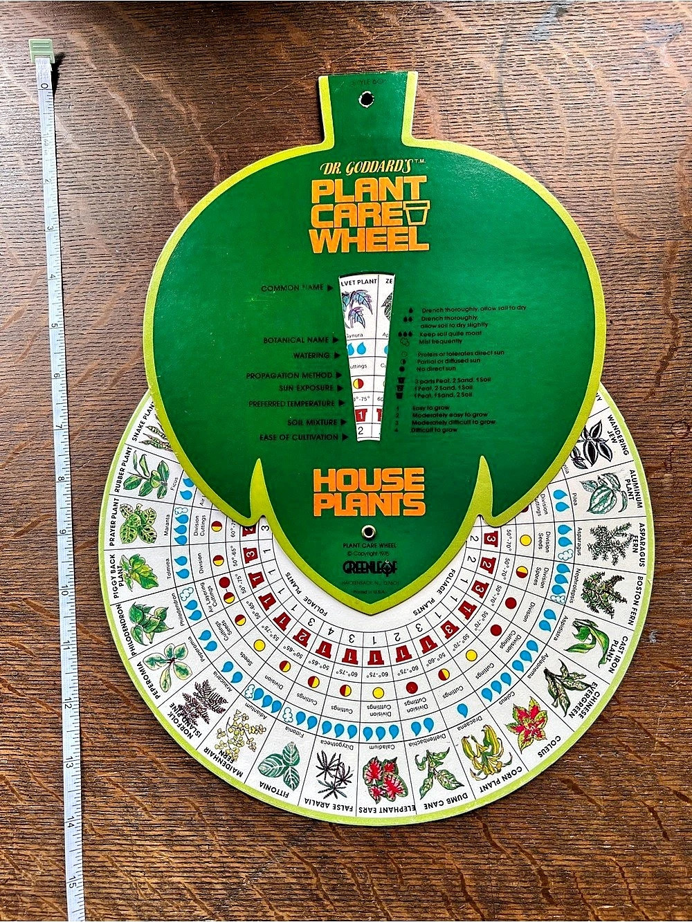 House Plants Plant Care Wheel Green Chart